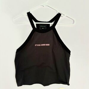 Pacsun Kendall & Kylie Women’s gray graphic “its all good babe” halter top